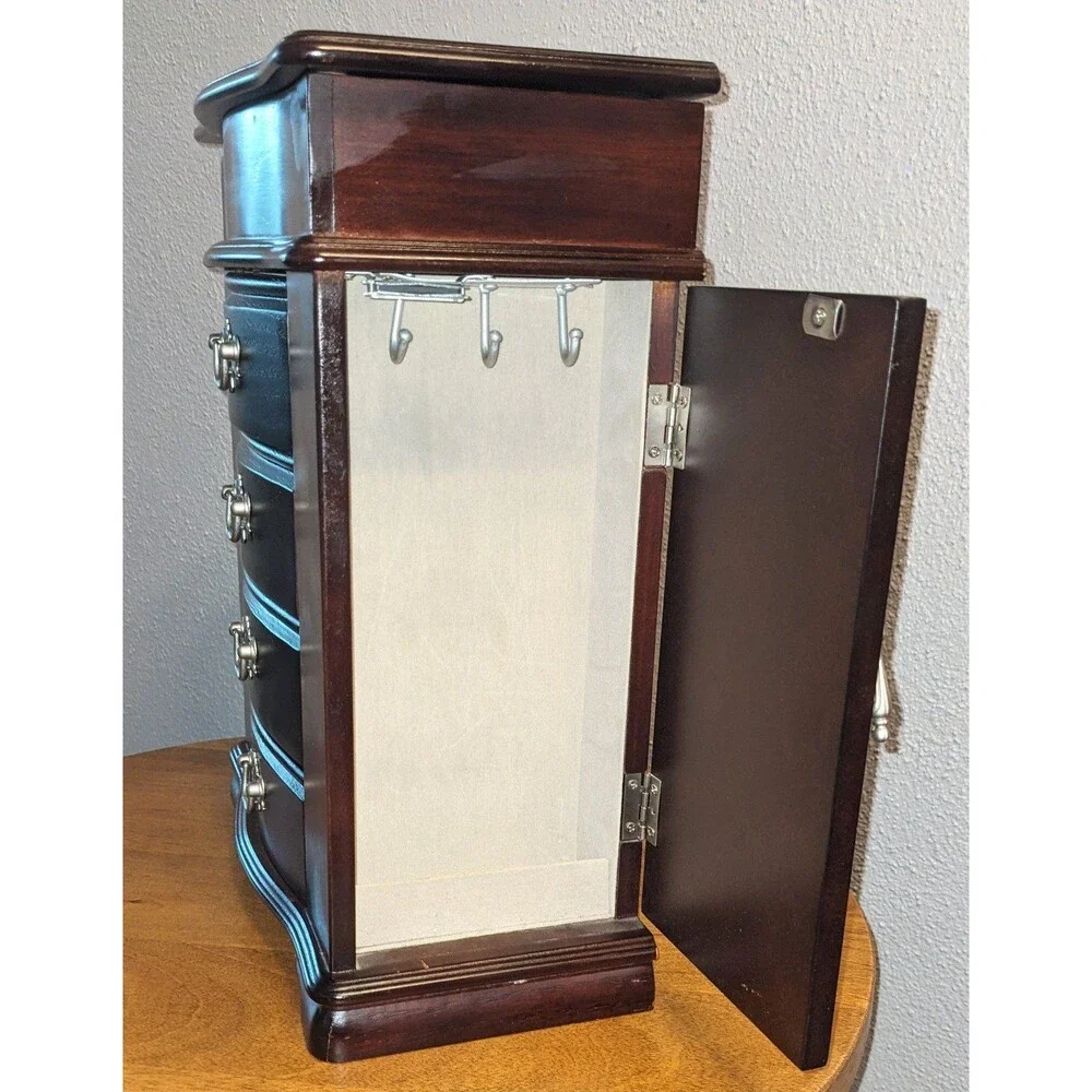 Croft & Barrow Jewelry Organizer Armoire 7 Compartments Necklace Closet Mirror